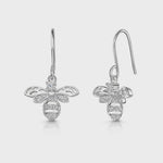 Load and play video in Gallery viewer, Sterling Silver Drop Bee Earrings With Cubic Zirconias JOOLS by Jenny Brown

