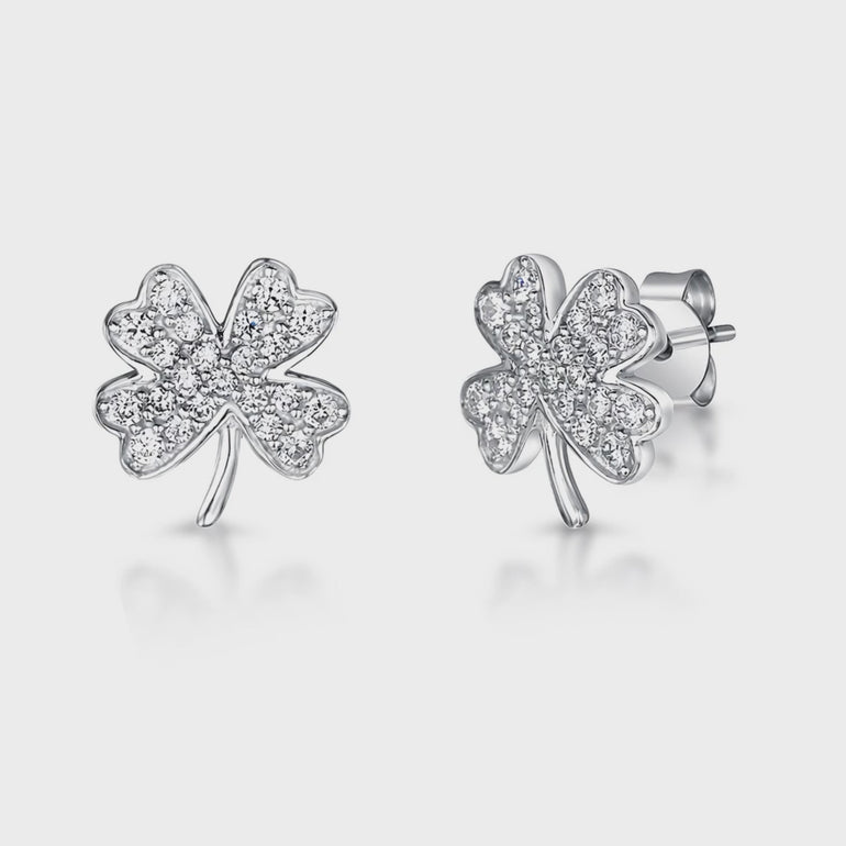 Sterling Silver Leaf Clover Earrings - JOOLS By Jenny Brown