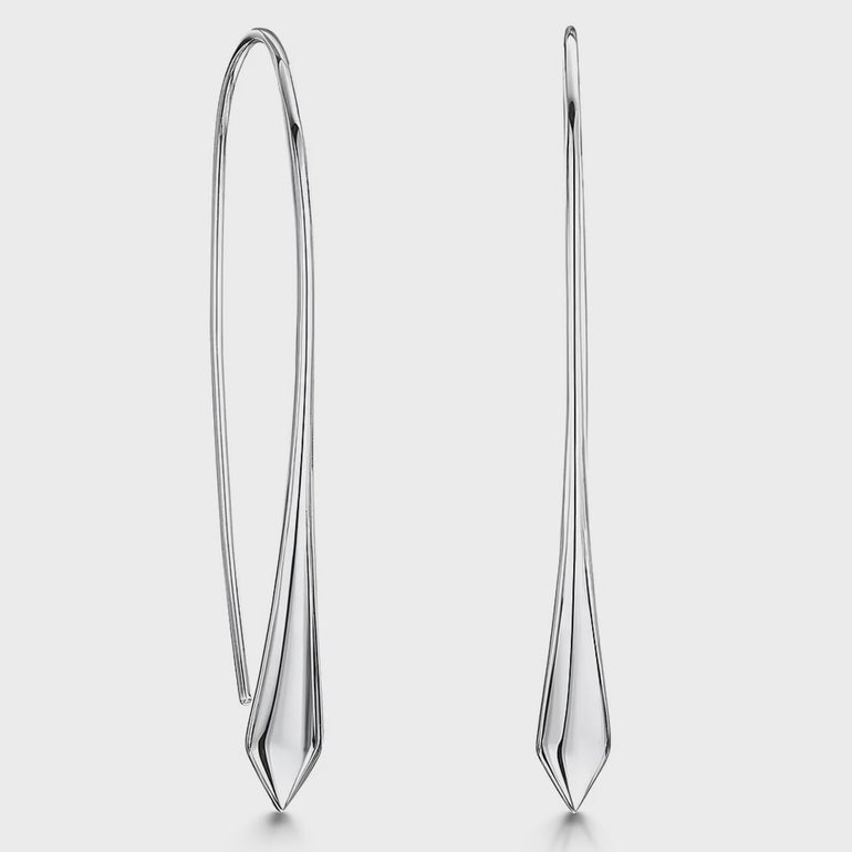 A pair of sterling silver  arrow tipped pull through earrings with a rhodium finish-JOOLS By Jenny Brown