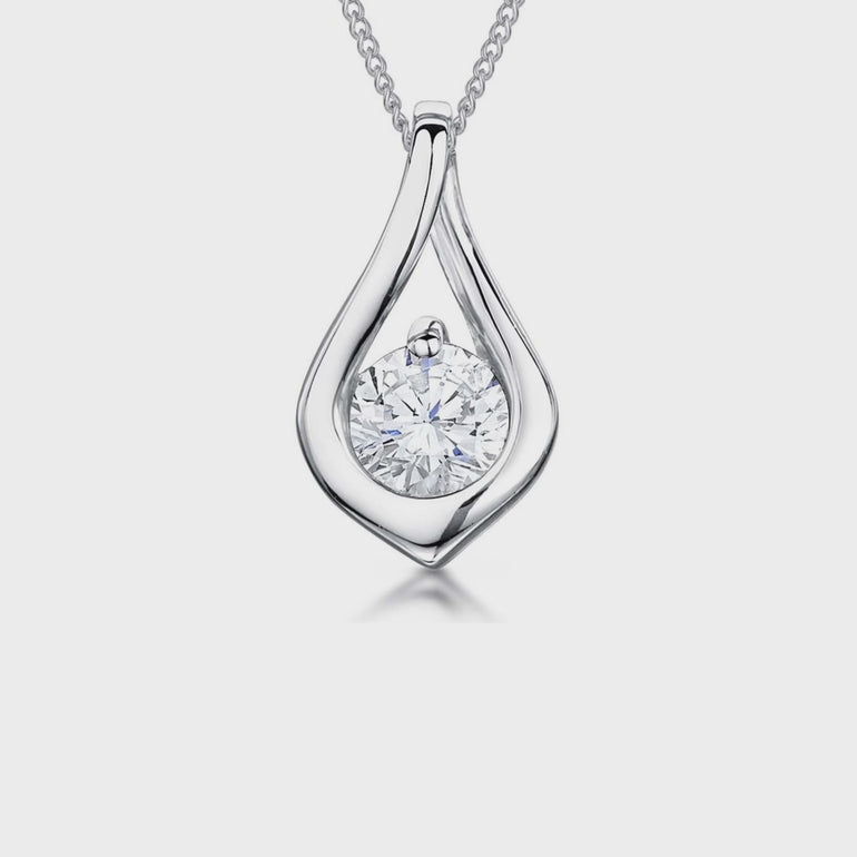 Sterling Silver Infinity Teardrop Pendant with a central cubic zirconia-JOOLS by Jenny Brown