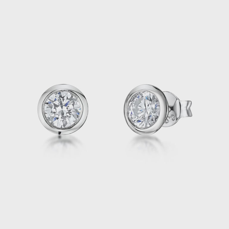 Sterling Silver Stud Earring With Rubover Set Cubic Zirconia JOOLS by Jenny Brown