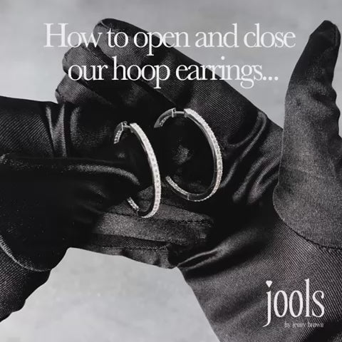 Sterling Silver Medium Hoop Earrings Set With Cubic Zirconia-JOOLS by Jenny Brown