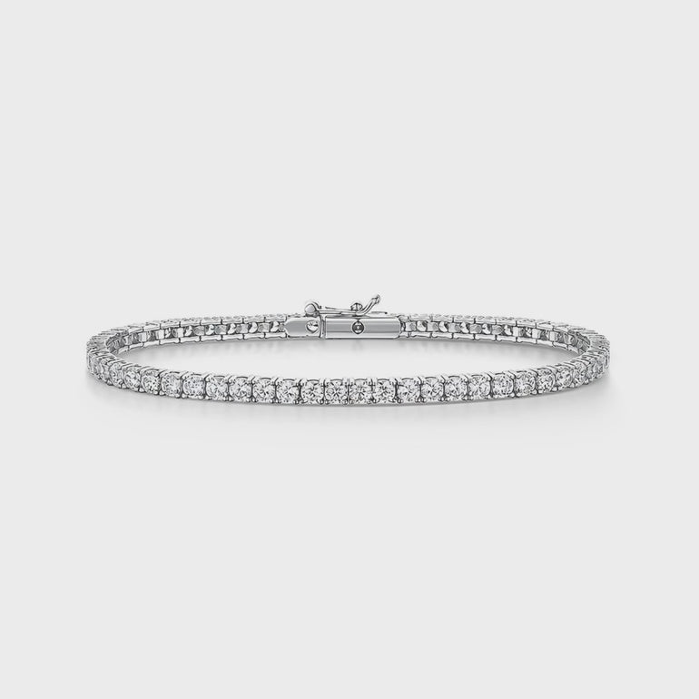 Sterling Silver And Cubic Zirconia 11 Carat Line Bracelet-JOOLS by Jenny Brown
