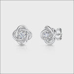 Load and play video in Gallery viewer, Sterling Silver Woven Knot Stud Earrings With Cubic Zirconia-JOOLS by Jenny Brown
