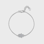 Load and play video in Gallery viewer, Sterling Silver and Cubic Zirconia Hamsa Hand Bracelet
