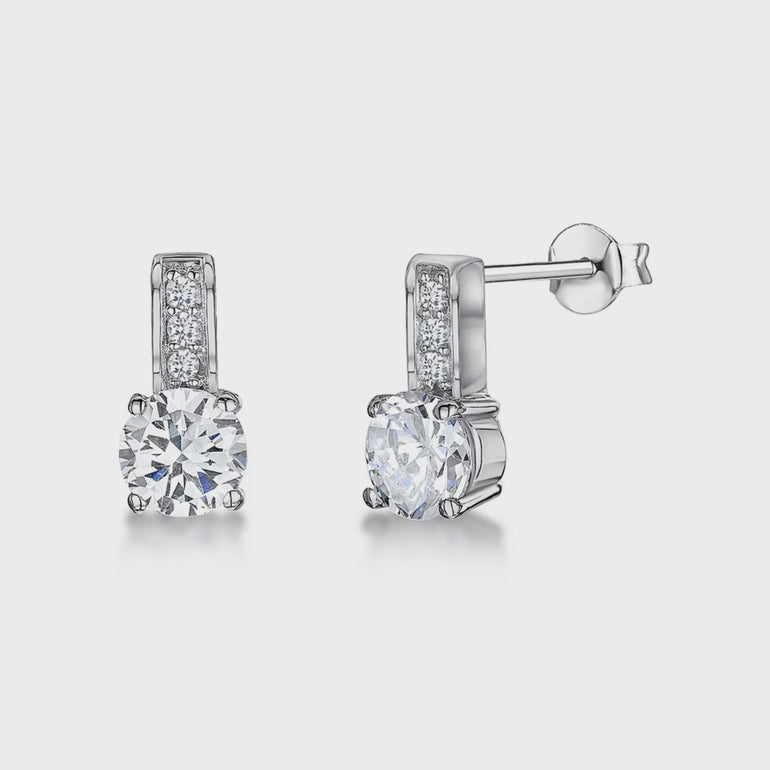 Single Cubic Zirconia Stud Earring With Pave Set Bale JOOLS by Jenny Brown