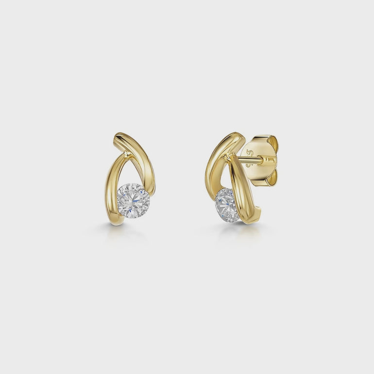 Yellow Gold Wishbone Solitaire Stud Earrings-JOOLS by Jenny BrownnYellow Gold Wishbone Stud Earrings-JOOLS by Jenny Brownn