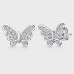 Load and play video in Gallery viewer, Sterling Silver Open Wing  Butterfly Stud  Earrings Set with Cubic Zirconia Stones - JOOLS By Jenny Brown
