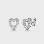 Load and play video in Gallery viewer, Sterling Silver Open Heart Cubic Zirconia Earrings - JOOLS By Jenny Brown
