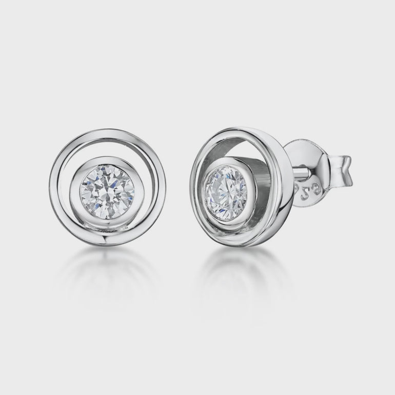 Sterling Silver Concentric Circle  Stud Earrings