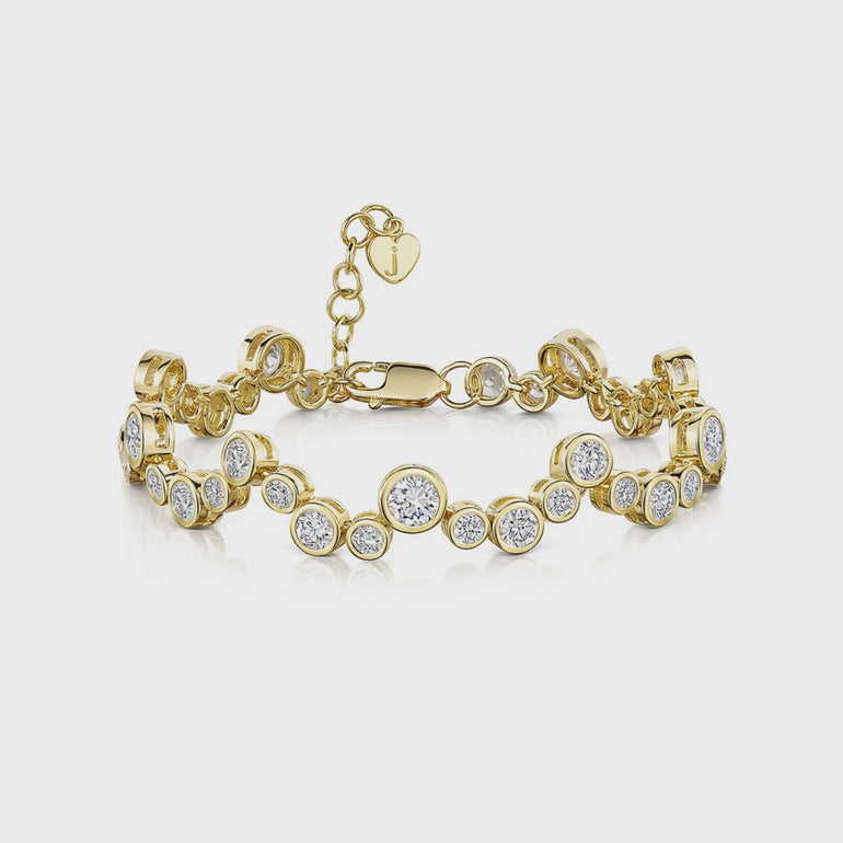Yellow Gold Bubble Bracelet Set With Cubic Zirconia Stones-JOOLS by Jenny Brown