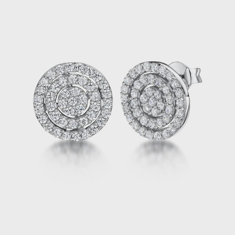 Sterling Silver Pave Concentric Circle Stud Earrings -JOOLS by Jenny Brown
