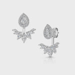 Load and play video in Gallery viewer, Sterling Silver &amp; Cubic Zirconia Jacket Earring With Peardrop Stud &amp; Marquise Fan
