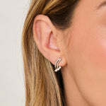 Load image into Gallery viewer, Sterling Silver Three Stone Curved Earrings- JOOLS By Jenny Brown
