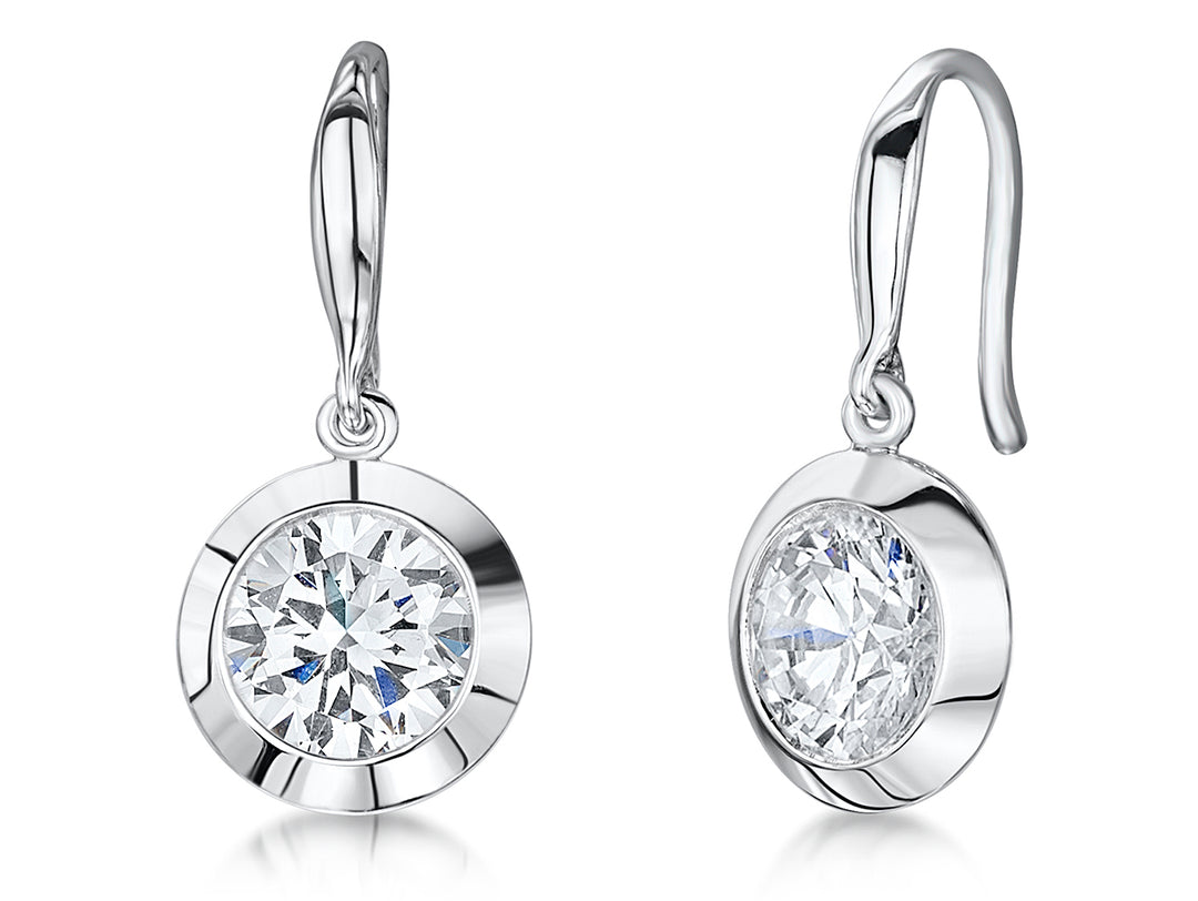 Sterling Silver Drop Rubover Earrings