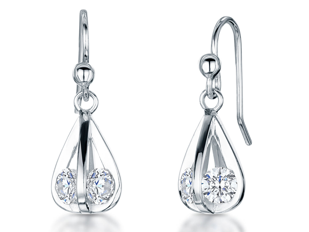 Sterling Silver Cage Style Drop Earrings