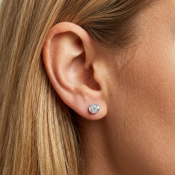 Sterling Silver 1 Carat Open Rubover Stud Earrings