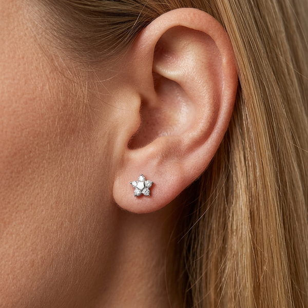 Sterling Silver  Small Flower Stud  Earrings