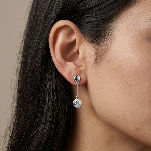 Sterling Silver Round Drop Earrings