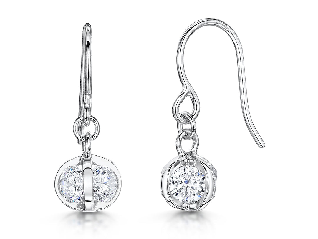 Sterling Silver Sphere Cubic Zirconia  Earrings- JOOLS by Jenny Brown
