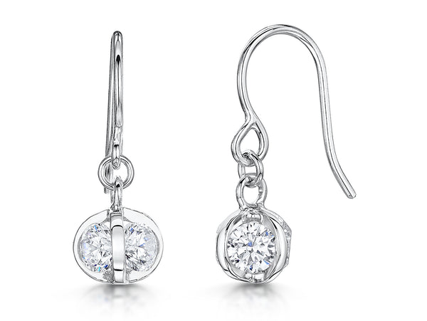 Sterling Silver Sphere Cubic Zirconia  Earrings- JOOLS by Jenny Brown
