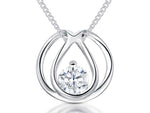 Load image into Gallery viewer, Sterling Silver Open Teardrop Cubic Zirconia Pendant

