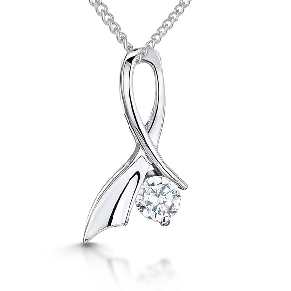 Sterling Silver Pendant Set With Cross Over Cubic Zirconia Stone
