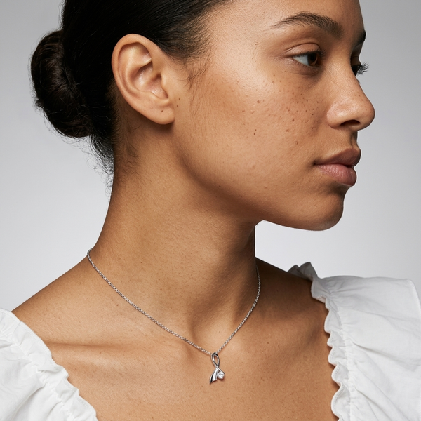 Sterling Silver Pendant Set With Cross Over Cubic Zirconia Stone - JOOLS By Jenny Brown