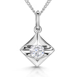 Load image into Gallery viewer, Sterling Silver Offset Square Solitaire Pendant
