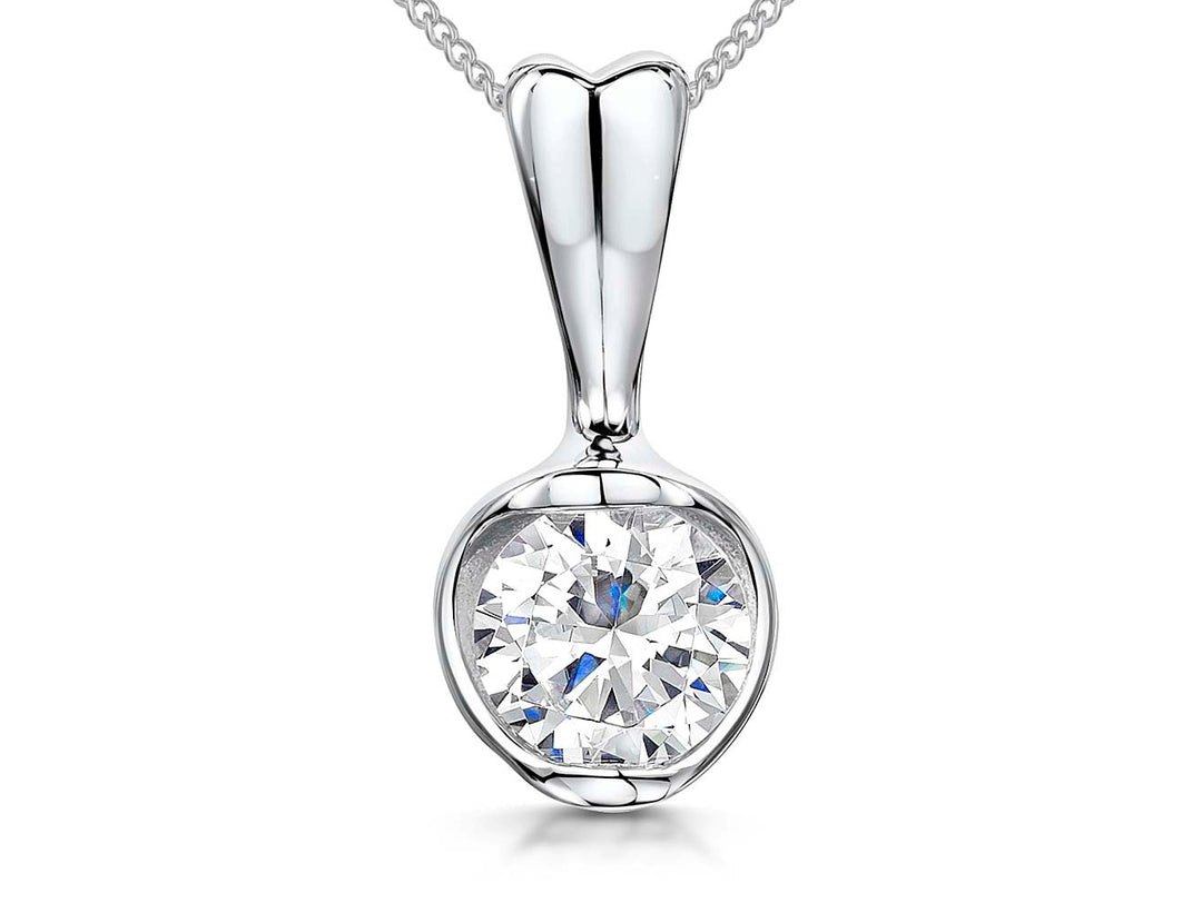 Sterling Silver And Cubic Zirconia Pendant Set On Long Bale
