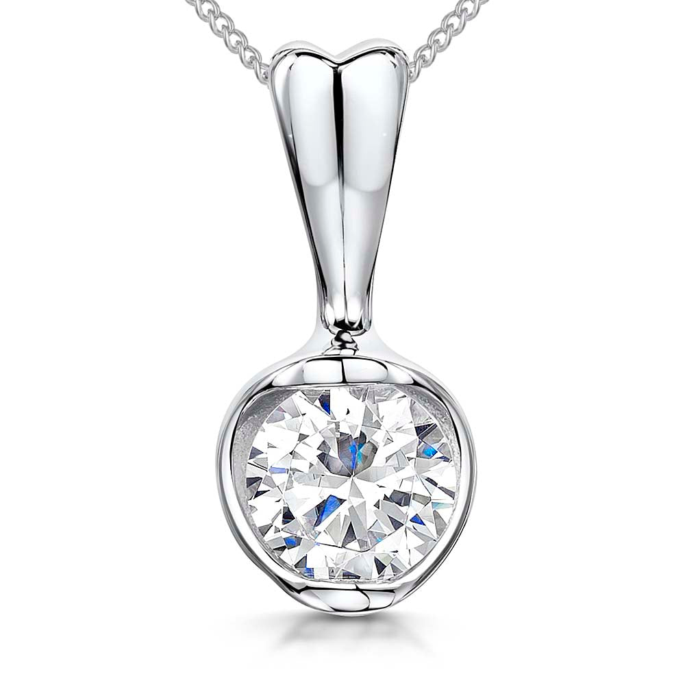 Sterling Silver And Cubic Zirconia Pendant Set On Long Bale