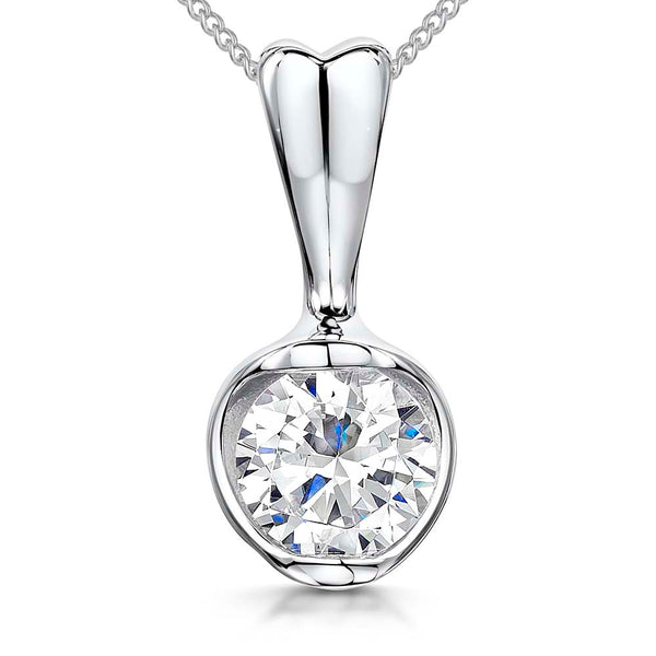 Sterling Silver And Cubic Zirconia Pendant Set On Long Bale