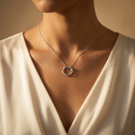 Load image into Gallery viewer, Sterling Silver Twisted  Woven Circle Pendant With Cubic Zirconias - JOOLS By Jenny Brown
