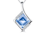 Load image into Gallery viewer, Sterling Silver Blue Topaz Cubic Zirconia Square Pendant - JOOLS By Jenny Brown
