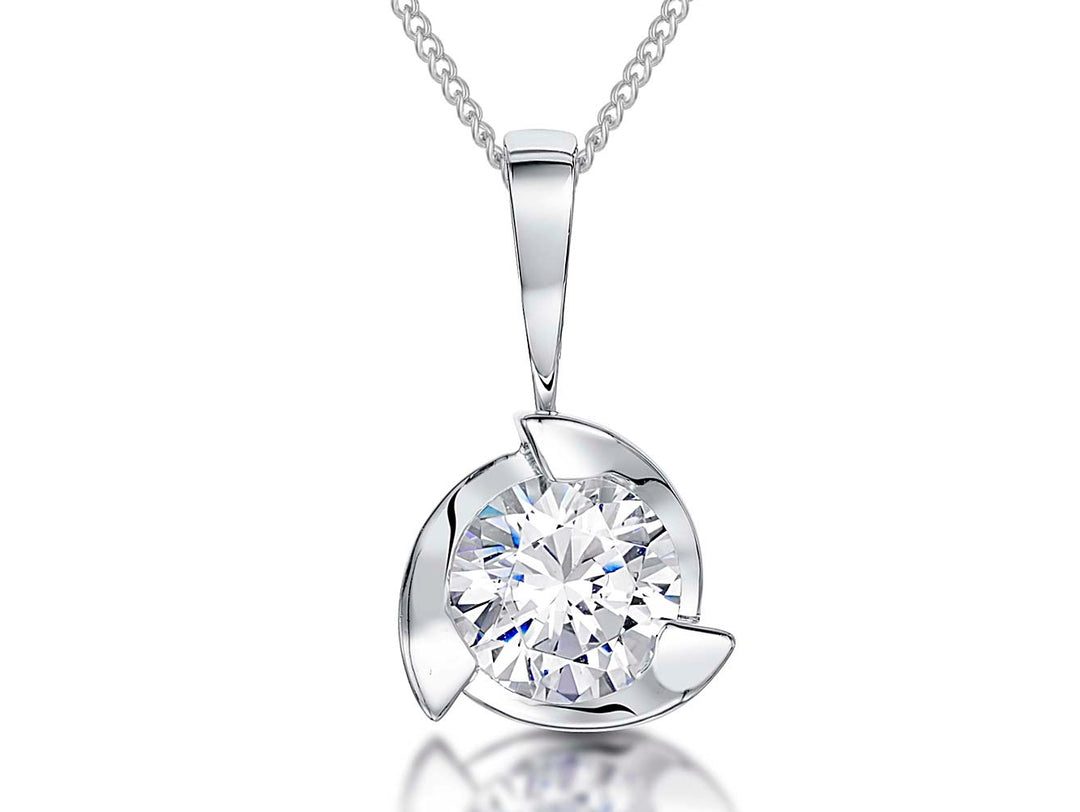 Sterling Silver 2 Carat Cubic Zirconia Solitaire Pendant