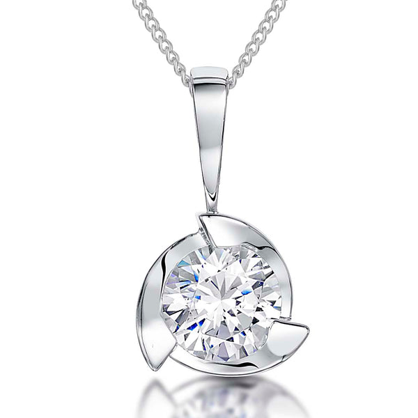 Sterling Silver 2 Carat Cubic Zirconia Solitaire Pendant