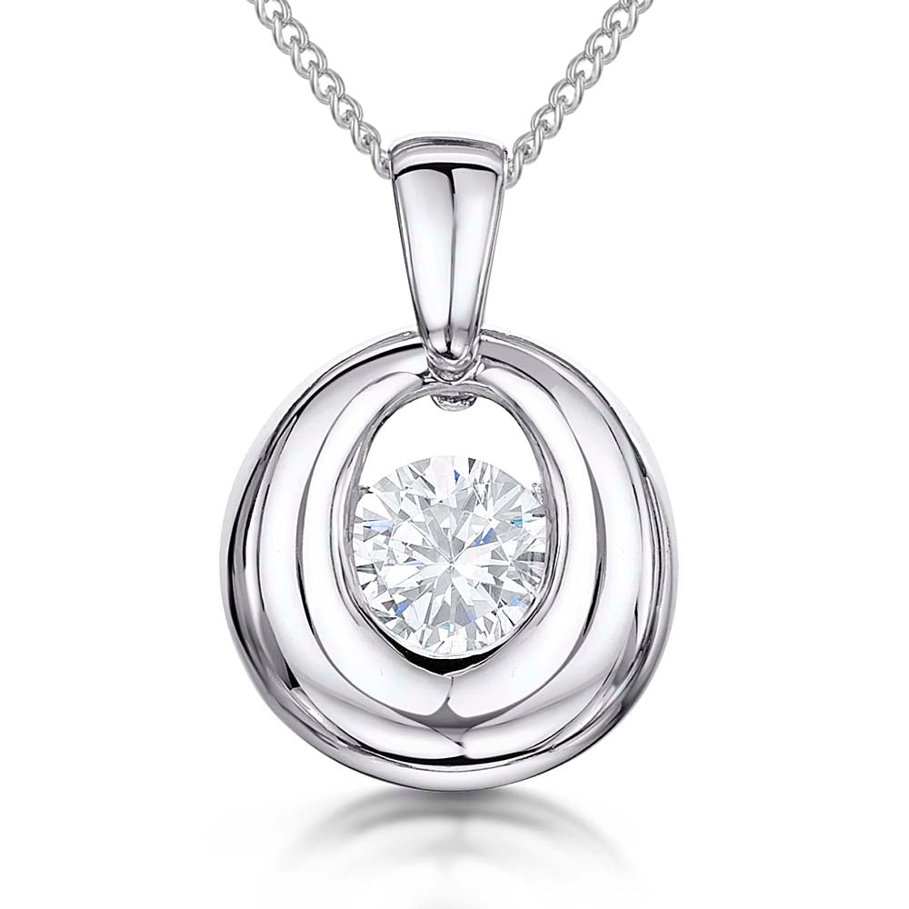 Sterling Silver Bubbly Pendant Set With Cubic Zirconia