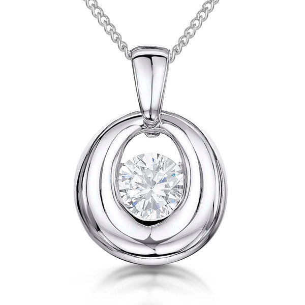 Sterling Silver Bubbly Pendant Set With Cubic Zirconia