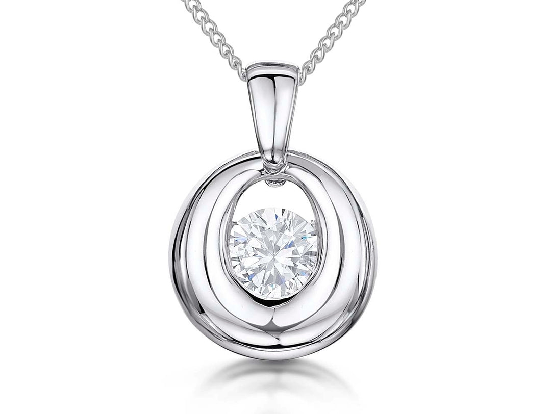 Sterling Silver Bubbly Pendant Set With Cubic Zirconia