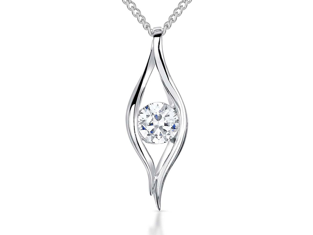 Sterling Silver Eye Shaped Pendant Set With Cubic Zirconia