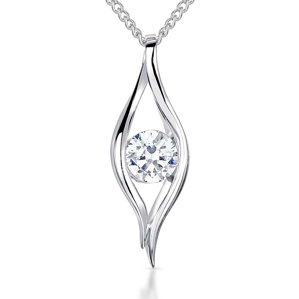 Sterling Silver Eye Shaped Pendant Set With Cubic Zirconia
