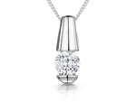 Load image into Gallery viewer, A sterling silver pendant with a tension set cubic zirconia stone, presented on a chain-JOOLS by Jenny Brown
