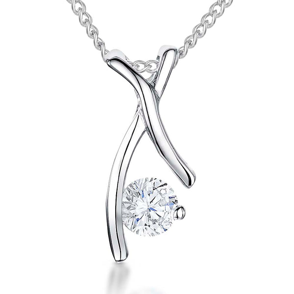 Sterling Silver X Pendant With Cubic Zirconia