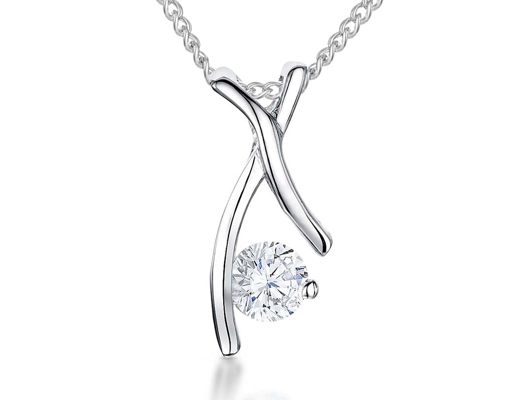 Sterling Silver X Pendant With Cubic Zirconia