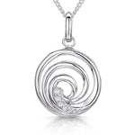 Load image into Gallery viewer, Sterling Silver Circular 'Whirl' Pendant Set With Cubic Zirconias
