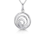 Load image into Gallery viewer, Sterling Silver Circular 'Whirl' Pendant Set With Cubic Zirconias

