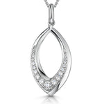 Load image into Gallery viewer, Sterling Silver Open Oval Pendant With Cubic Zirconias
