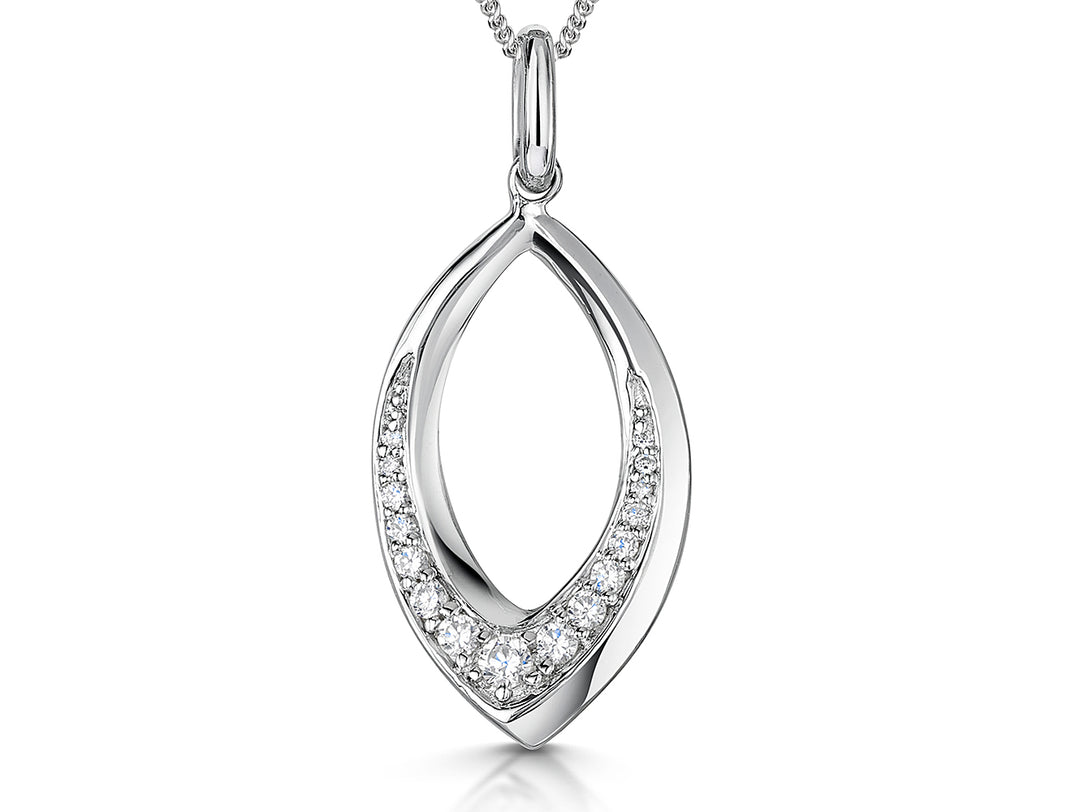 Sterling Silver Open Oval Pendant With Cubic Zirconias