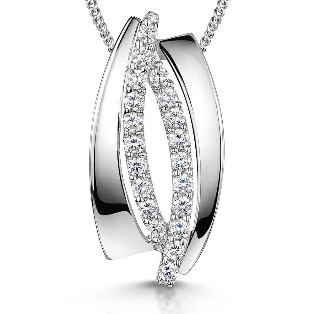 Sterling Silver Overlapping Marquise Pendant-JOOLS by Jenny Brown