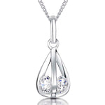 Load image into Gallery viewer, Sterling Silver Teardrop Cage Pendant With Inset Cubic Zirconias
